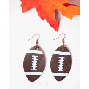 NEW SOUTHERN GRACE women's football teardrop earrings in brown